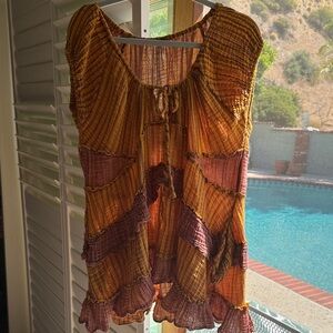 Free People Colorful Tiered Women's Blouse